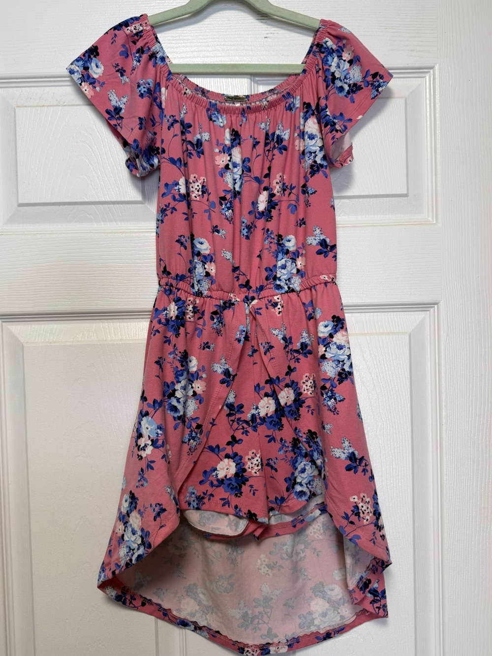 Poof Girl Floral Romper w/ Skirt- Size Small (7)